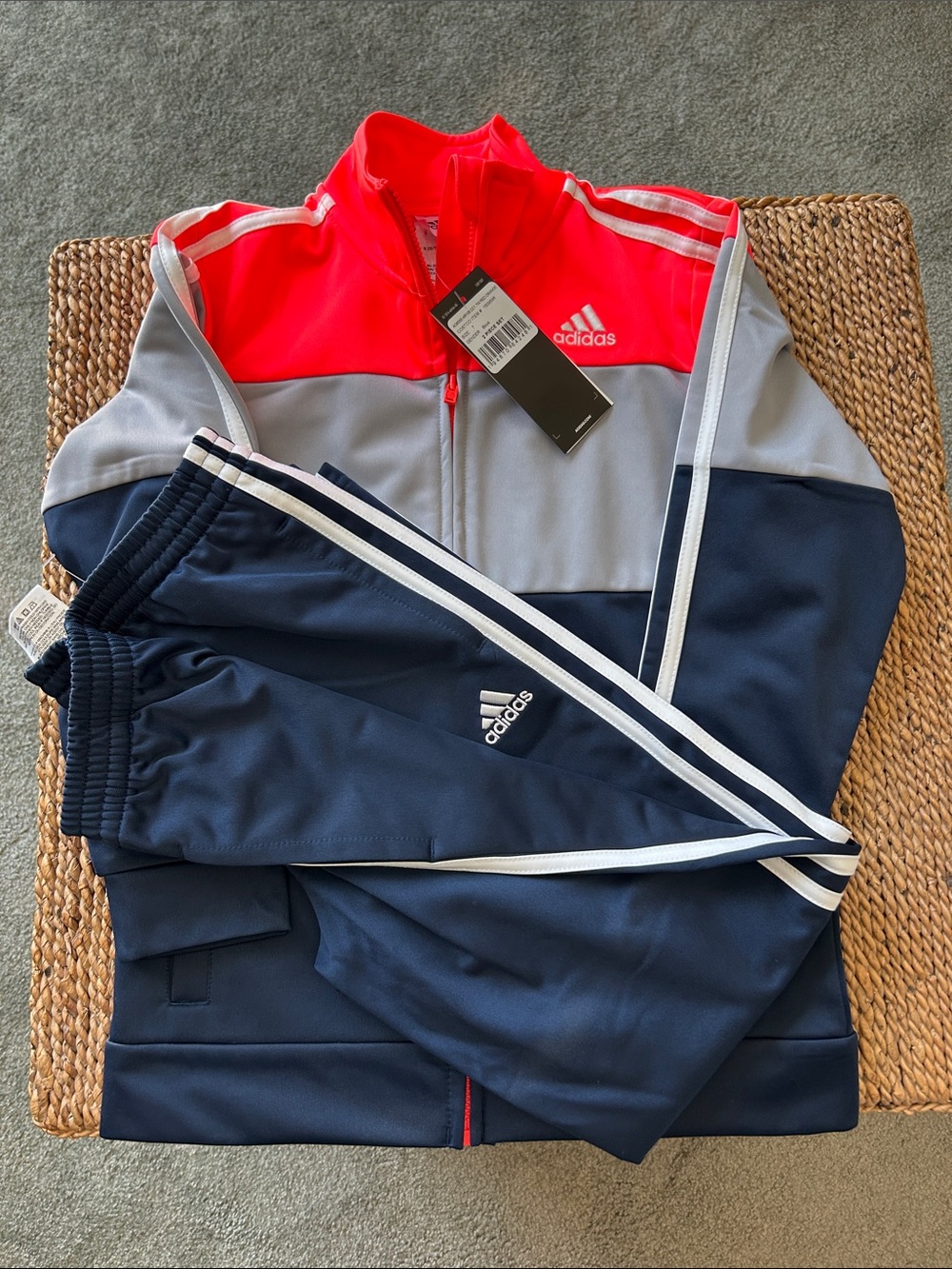 adidas Red, Gray & Navy Colorblock Track Set